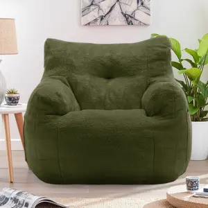 Small Bean Bag Chair for Korser Adults and Kids,Memory Foam Bean Bag Sofa with Armrests & Pockets，Beanbag Lounge Lazy Floor Sofa for Living Room, Bedroom