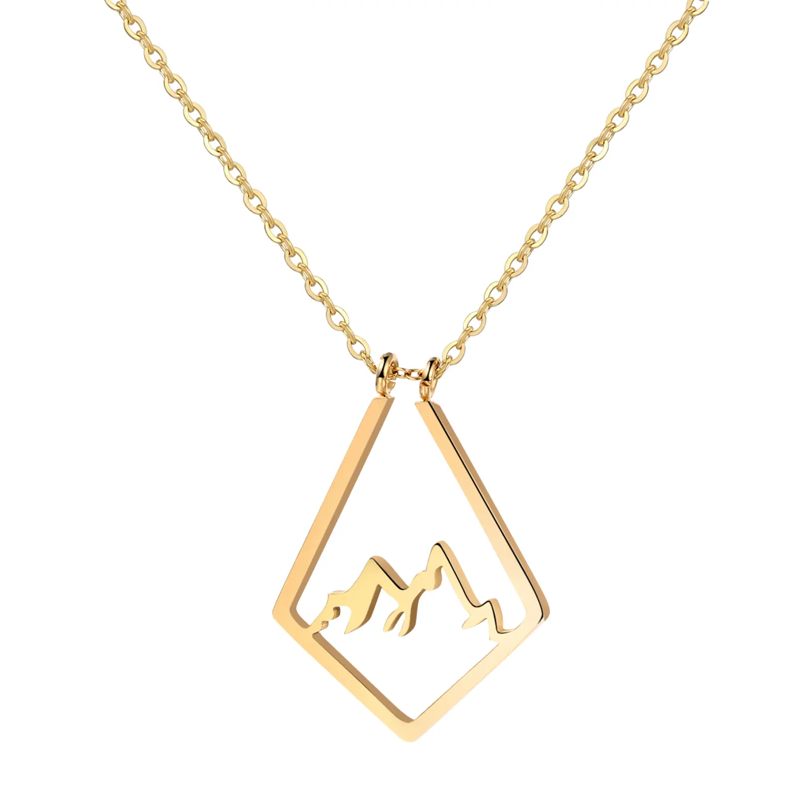 Dainty Ring Holder Necklace for Women, Stainless Steel Mountain Pendant with Adjustable Gold Chain, Fashionable Ring Keeper Jewelry Gift for Nurses, Fashionable Accessory, Gold Chain Necklace, Inspirational Jewelry, Wife Necklace