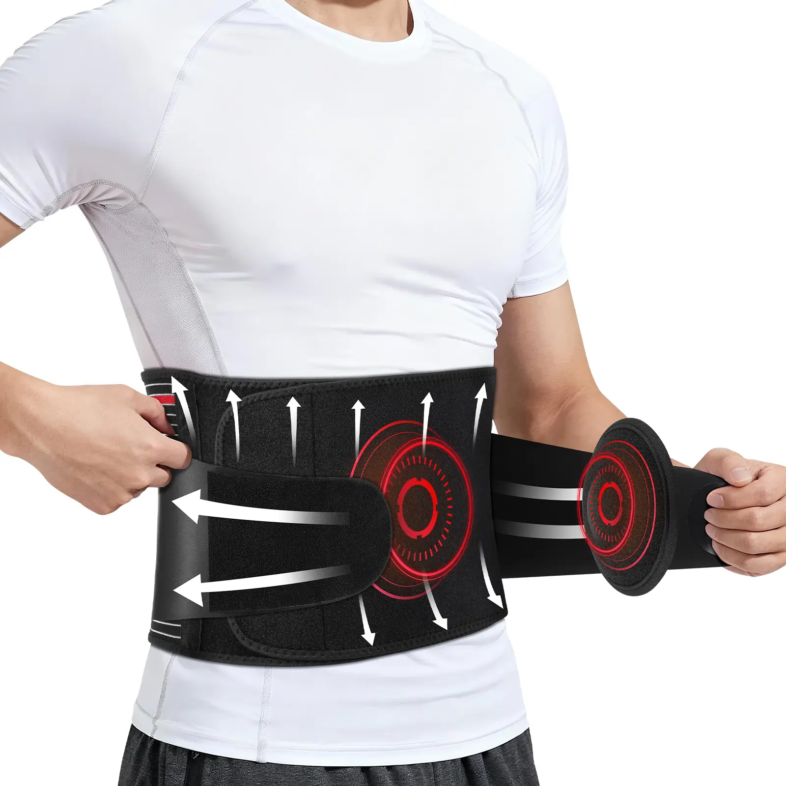 Hernia Belt with Pressurized Strap,  Adjustable with Removable Pads & Extra Compression Strap for Abdomen Waist, Lower Back Lumbar Wrap Belt for Men & Women