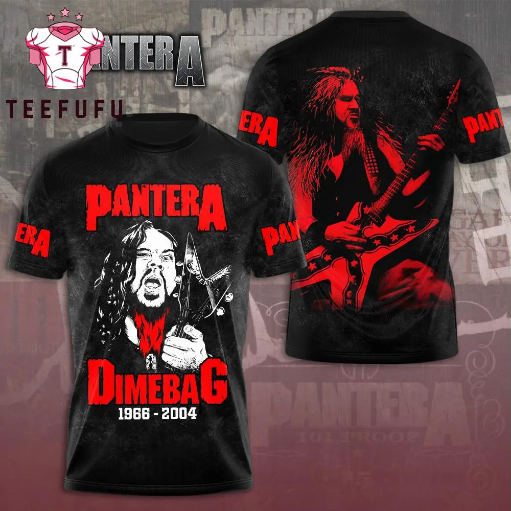 Women's Fitted Casual Cotton Shortsleeve Round Neck T-Shirt - 3D Pantera Dimebag 1966-2004 Music Print Tops for Ladies, 2Xl