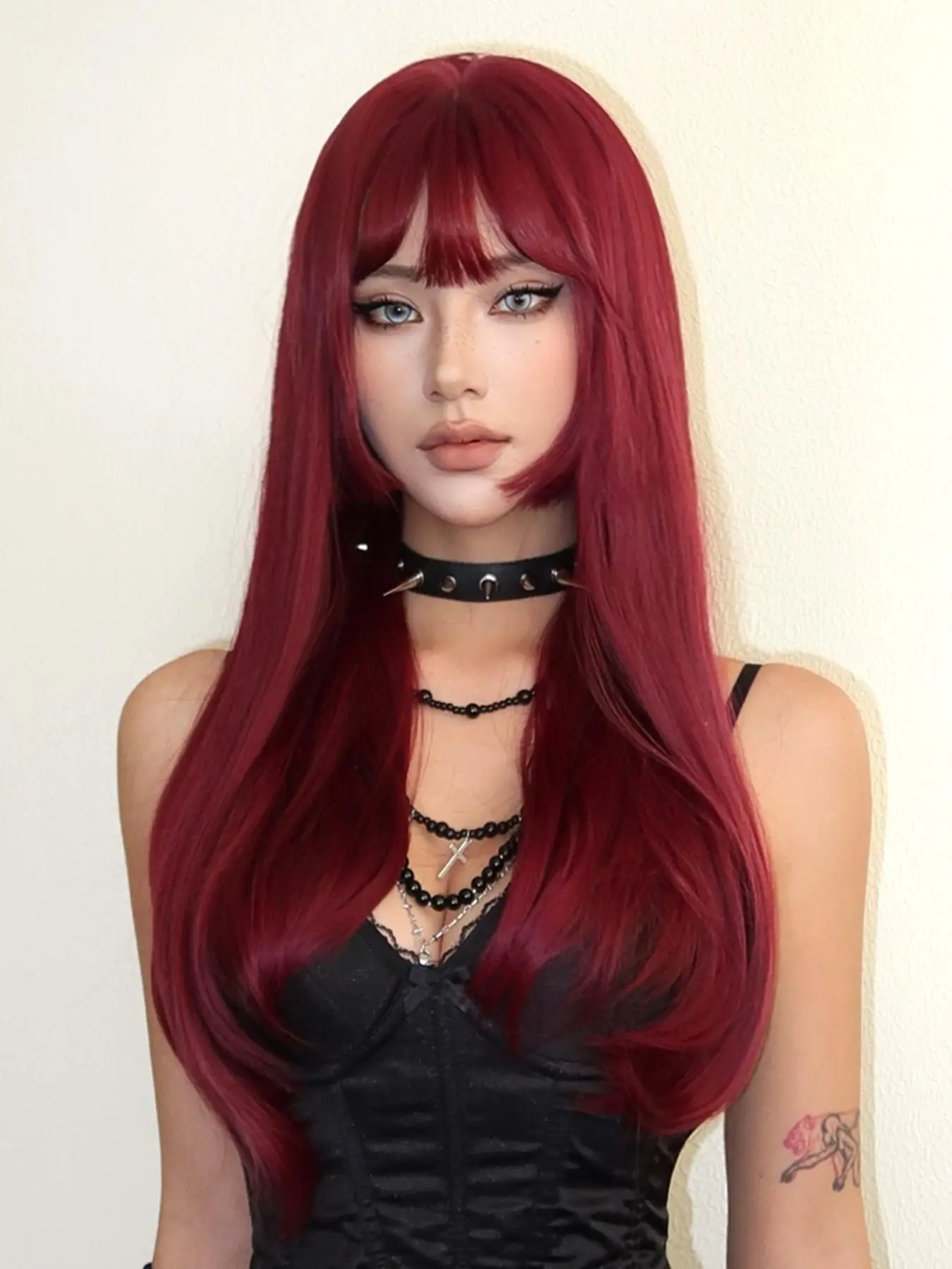 26 Inch Red Long Curly Wigs for Women, Gorgeous Fluffy Wigs with Bangs, Synthetic Full Machine Wigs for Party, Daily Use, Fashion Fluffy Wigs, Synthetic Material Hair Wigs