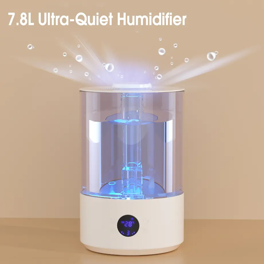 Areyourshop 7.8L Low Decibel Humidifier - Aromatherapy Diffuser, UV Sterilization, 44H Runtime, 600 Sq Ft Coverage, Dual Mist, Timer, Sleep Aid, Nightlight, Antibacterial for Bedroom, Office