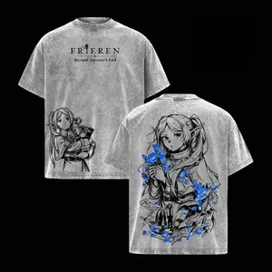 Frieren Anime T-Shirt, Beyond Journey’s End Season 2 Inspired Graphic Tee, Washed Oversized Unisex Streetwear Shirt