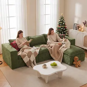 UDPATIO Boneless Sectional Couch with Chaise, Chenille Modular Boneless Sofa Big Comfy Couch with Removable Washable Cover couches for living room, Bedroom No Assembly SpringBreak