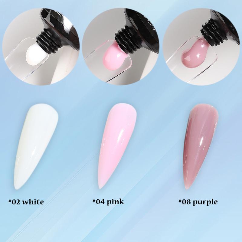 Fcozpjk Poly Nail Gel Kit White Mauve Nude Pink Builder Nail Gel Kit With Slip Solution Dual Nail forms Nail Clips for Poly Gel Nail Starter Kit Extension Manicure Set Acrylic Brush nails kit set