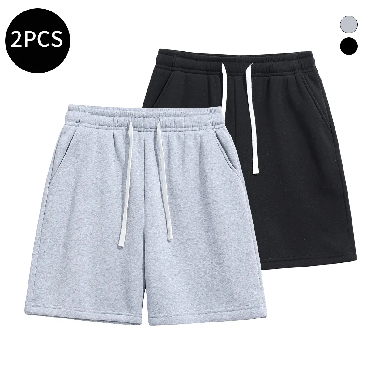 2-Piece Men's summer shortsSet - solid color - Casual loose pants - 2-Piece Bottoms for Everyday Use Menswear exercise shorts men