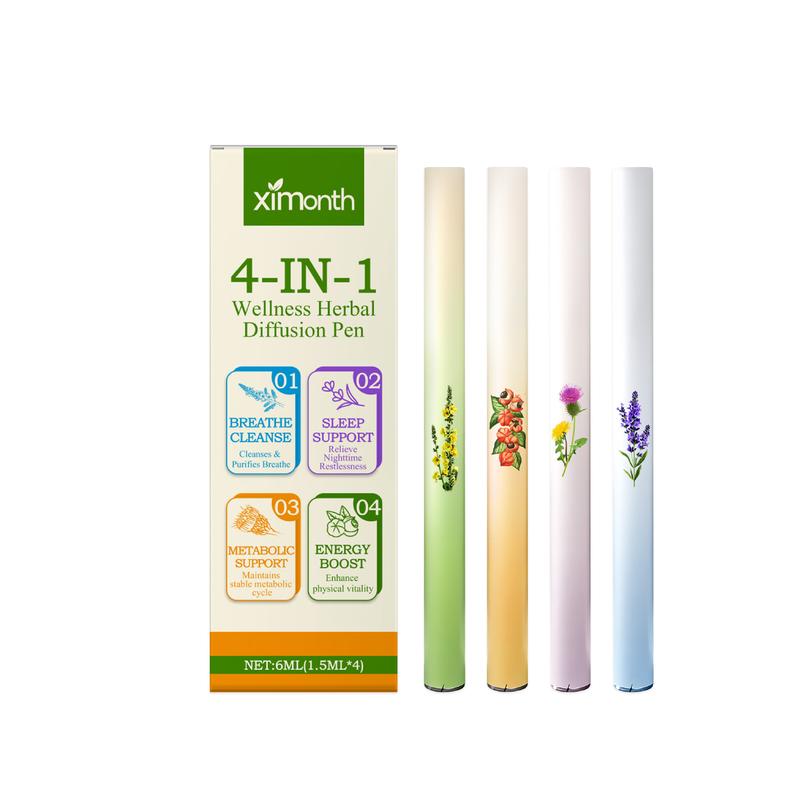4 Pcs Beauty Atmosphere Pens | Upgraded Mint-Infused Purifier for Personal Space, Sleep & Focus | Pocket-Sized Scent Sticks for Purse, Gym, Travel,  Herbal Diffuser for Lung Support