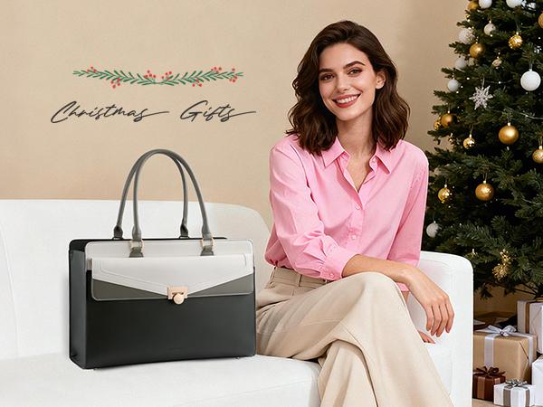 LOVEVOOK Laptop Tote Bag for Women - PU Leather Vintage Work Tote Bag,Waterproof Business Teacher Bag with Large Cup Holder,TikTokShopStockUp