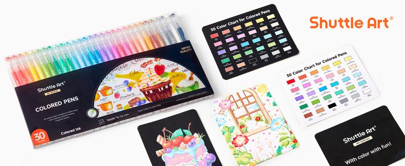 Shuttle Art-Colored Pens 22/24/30/72 Colors Cute Journal Pens 0.6mm Fine Point Colored Gel Pens for Black Paper Adult Coloring Writing Drawing Journaling Note Taking School Office Home,Design,Students