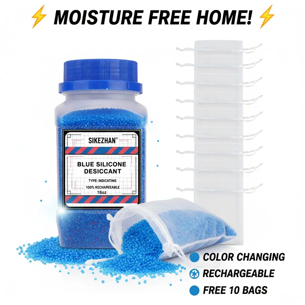 18oz Blue Color Changing Silicone Beads, Bulk Beads, Reusable Desiccant, Net Bags, Versatile Use, Humidity, Ideal for 3D Printing, Cameras, Electronics, Flowers, Jewelry Protection