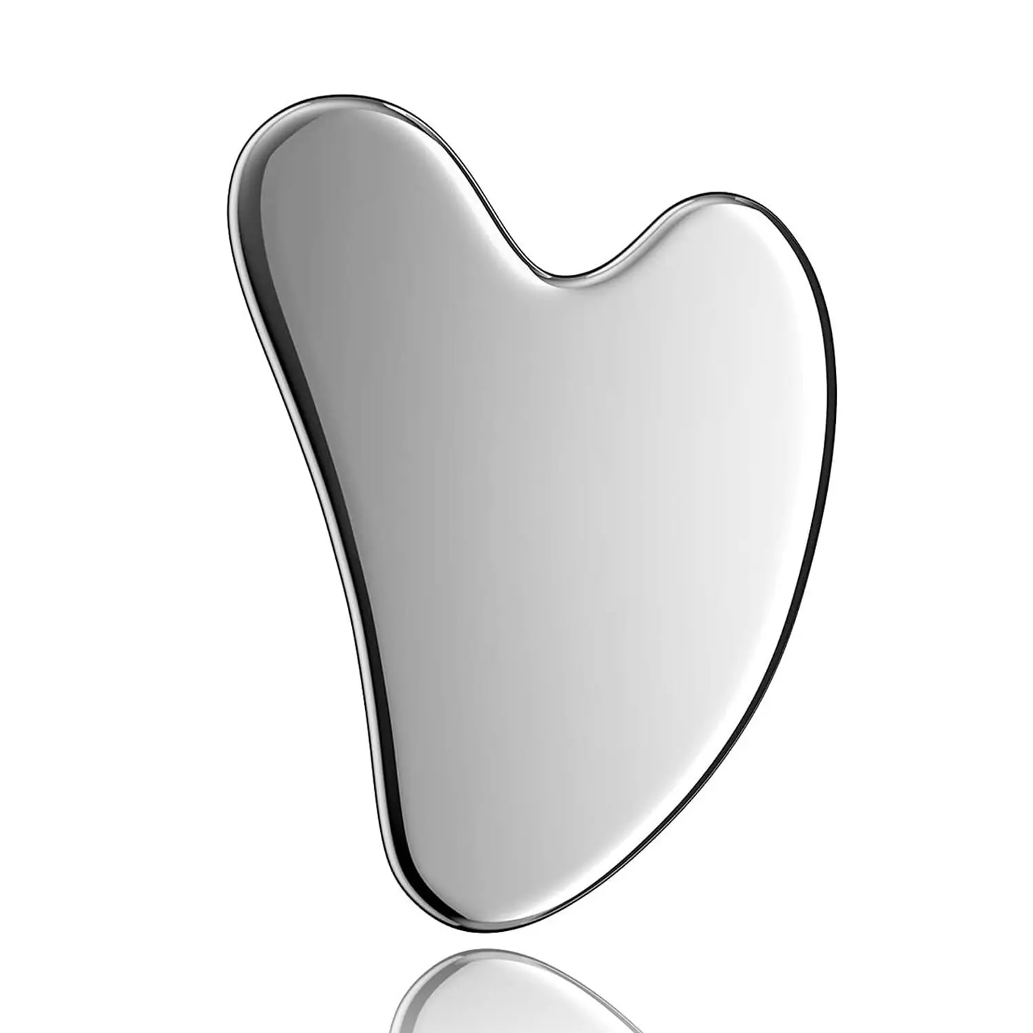 Stainless Steel Gua Sha Facial Tool - Silver Metal Facial Slimming & Massage Tool for Face, Chin, Jawline Sculpting, Tightening, Single Item Skincare Gift for Eyes, Neck, Body Skin Care