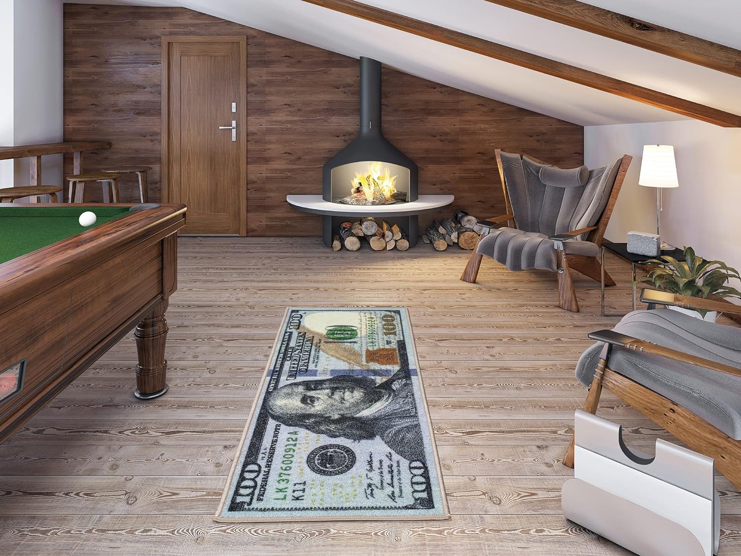 AISOON Washable $100 Bill Design Non-Slip Rubberback Modern Runner Rug for Hallway, Kitchen, Bedroom, Multicolor