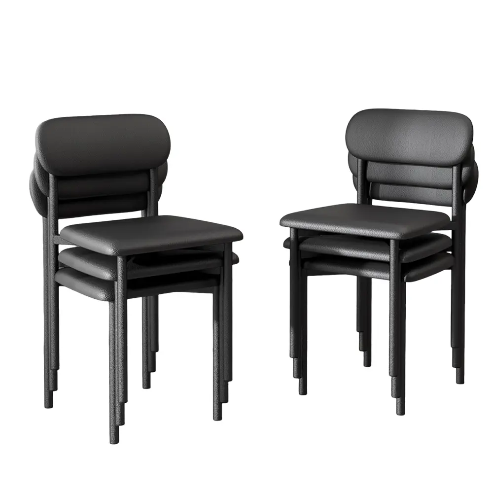 Anchorhome 6 Pack Waiting Room Chairs, Stackable Conference Chairs with Metal Frame, Faux Leather, Guest Reception Chairs Set for Office, Reception Room - Black