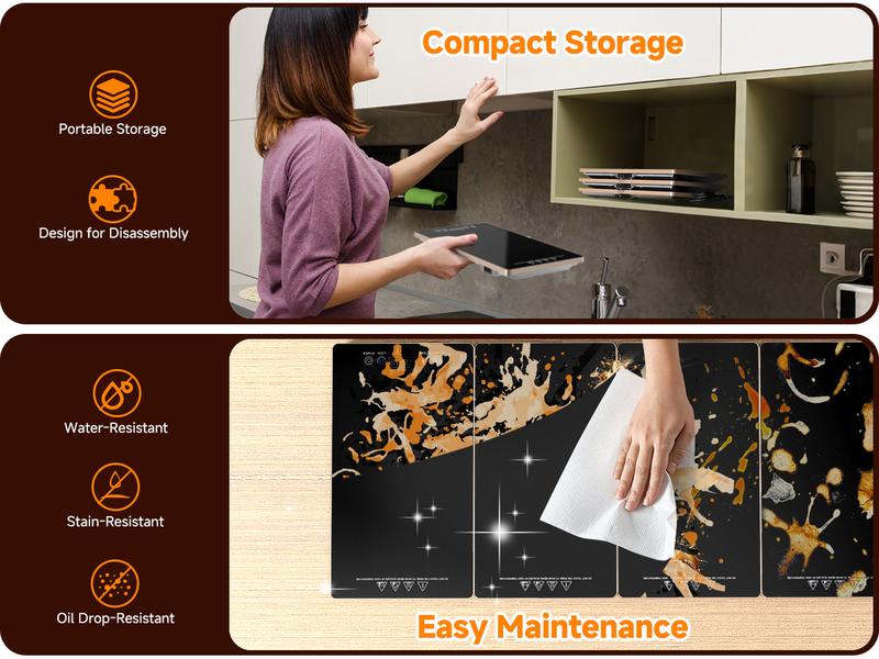 FEPPO Electric Warming Tray, 4-in-1 Food Warmers for Parties Buffet with 10 Temp Settings and Timer, 33"x15" Glass Surface Warming Mat for Food, Modular Buffet Hot Plates for Catering and Gatherings