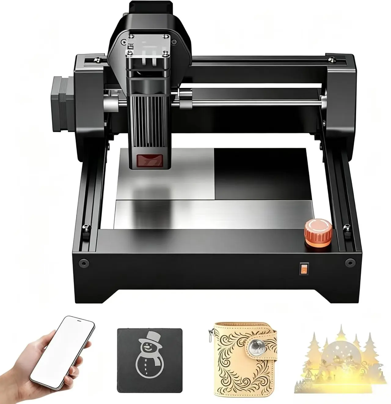 LONGER Ray5 Mini Laser Engraver Tool, 5.5W Portable Laser Engraver & Cutter for Cutting Wood, Acrylic, Glass, Leather, Bamboo, Plastic, 12000mm/min High-Speed, 130x130mm Work Area, Linux & WiFi Compatible, Ideal for Small Business & DIY, Power Tool, Engra