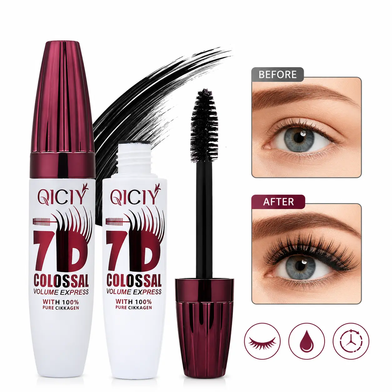 Volumizing Lengthening Waterproof Mascara - No Clump, Long Lasting, Curling Eye Makeup for Sensitive Eyes, Ideal as Party Gift