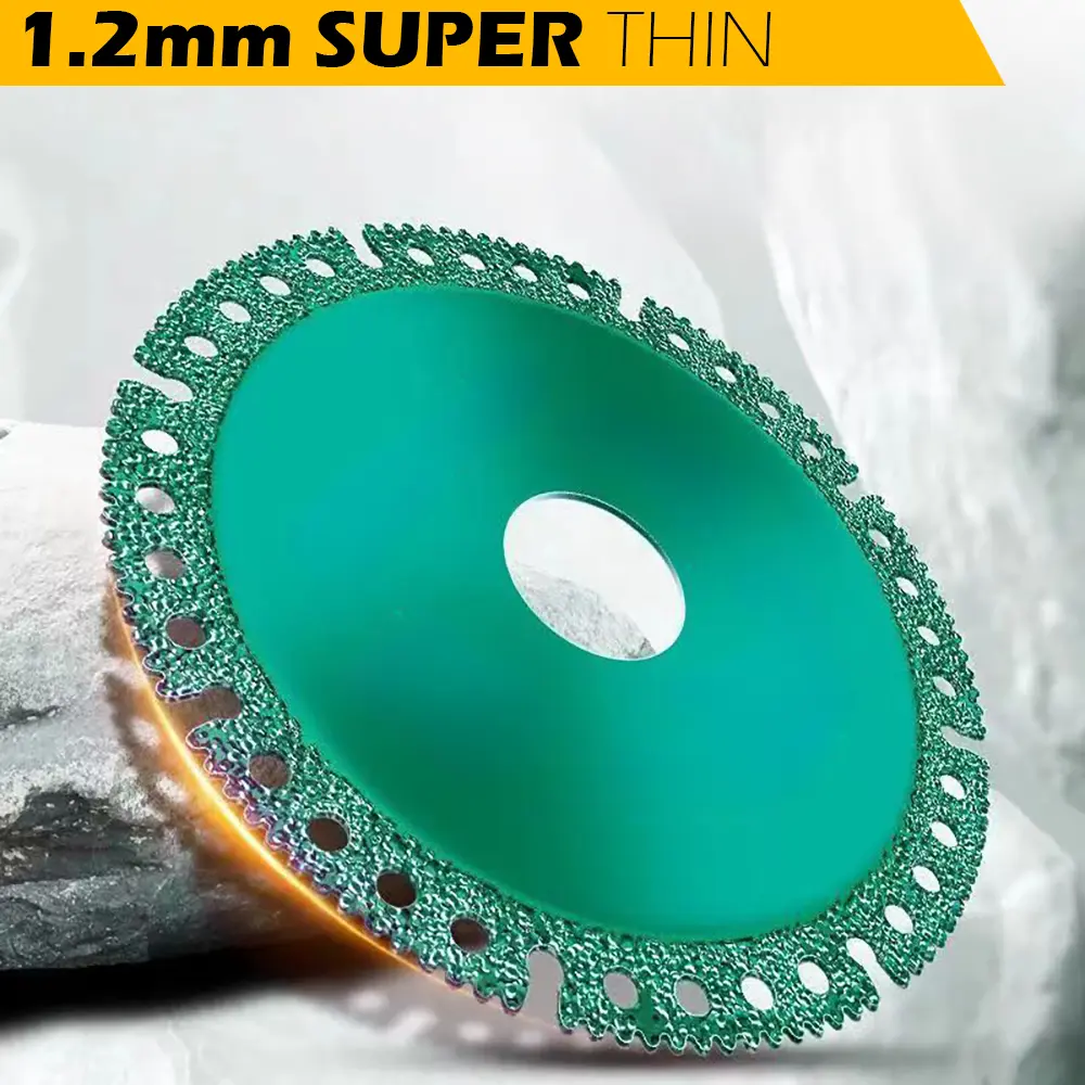 3-Pcs Diamond Rim Ultra-Thin Diamond Cutting Discs, 4.5in, 1.2mm Thickness, 7/8" Arbor, Steel Core, Dust Control, Great Value for DIY Projects, Compatible with All Angle Grinders for Tile & Stone