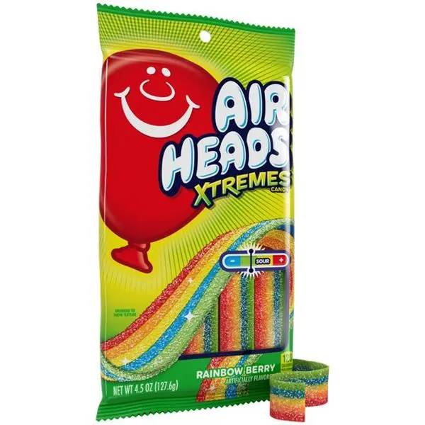 Airheads Xtremes Belts Chewy Candy, Rainbow Berry Fruit Flavor Artificially Flavored, 4.5 Ounces Sweet Snack Bonbon candy love bundle