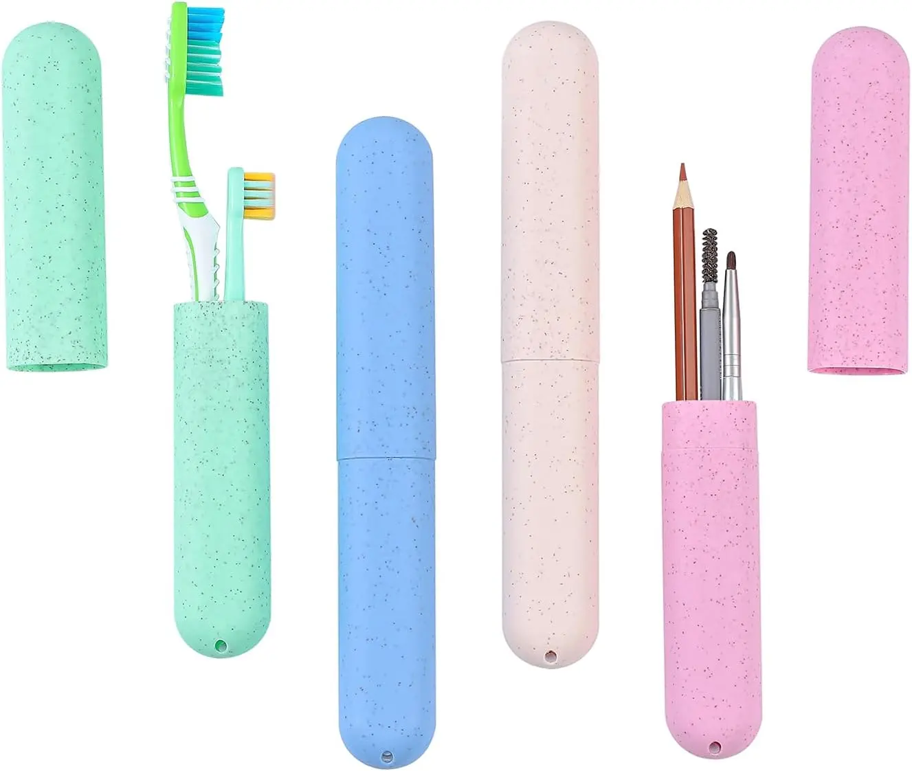 4 Pack Toothbrush Travel Case, Toothbrush Holder with Ventilation Holes, for Travel, Home, Business, School, Camping