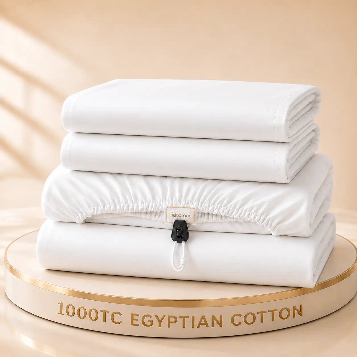 CieloCloud Upgrade Your Bedroom with Egyptian Cotton Bed Sheet Set, 4 Piece Luxury Hotel Style Sheets, Cloud Soft Smooth Sateen Bedding, Breathable Comfortable Bed Sheets with Deep Pocket Fitted Sheet – Queen Size
