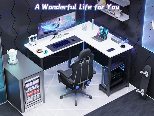 【Deal】Sweet Furniture S - L Shaped Computer Corner Desks Gaming Desk PC Table with CPU Stand Side Bag for Home Office Dorm Sturdy, 50 Inch 【Deal】Sweet Furniture S - L Shaped Computer Corner Desks Gaming Desk PC Table with CPU Stand Side Bag for Home Office Dorm Sturdy, 50 Inch