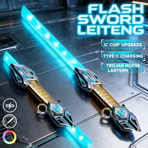 Retractable Color-changing Laser Sword, Multicolored Flashing Colorful LED Lights and Collision Sound Effect, Finger-spinning Toy, Essential Toy for Children's Role-playing Games