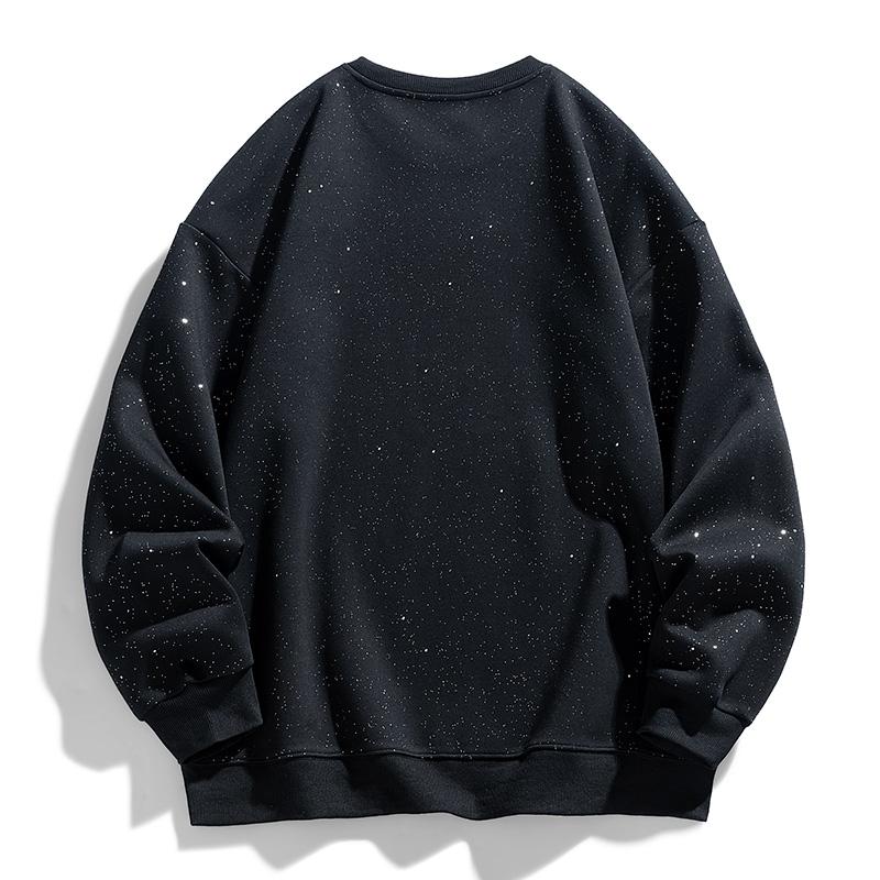 Casual Crew Neck Sweatshirt with Sparkling Star Design, Long Sleeve, All-Season Comfort, Casual Wear, Casual Attire, Everyday Style, Trendy Sweater