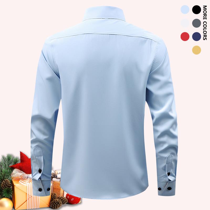 Pack of 5 Men's Business Casual Shirts - Solid Long Sleeve Button Up Shirt, Front Lapel Long Sleeve, Regular Length, Suitable for Four Seasons Office and Commuter Wear, Available in Multiple Colors