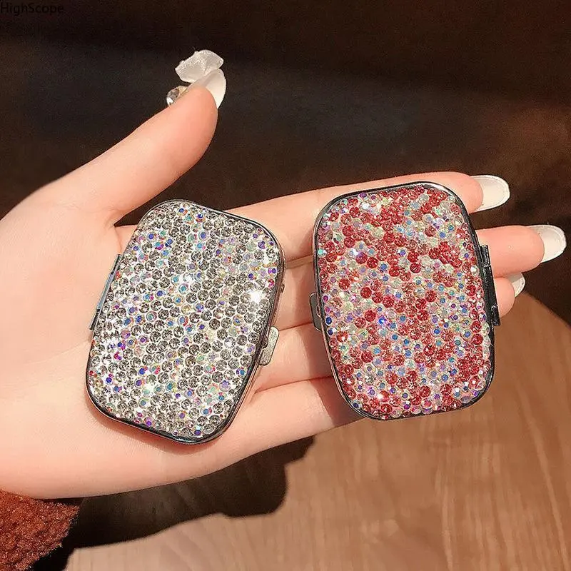 Sparkly Rhinestone Pill Organizer for Women, Portable Square Vitamin and Supplement Case with Sealed Compartments for Travel and Purse, Vitamin Organizer, Supplement Organizer