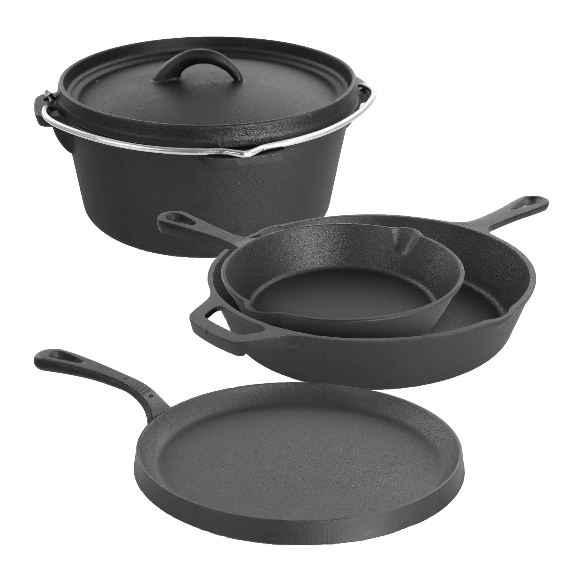 MegaChef Pre-Seasoned 5-Piece Cast Iron KitchenCookware Set