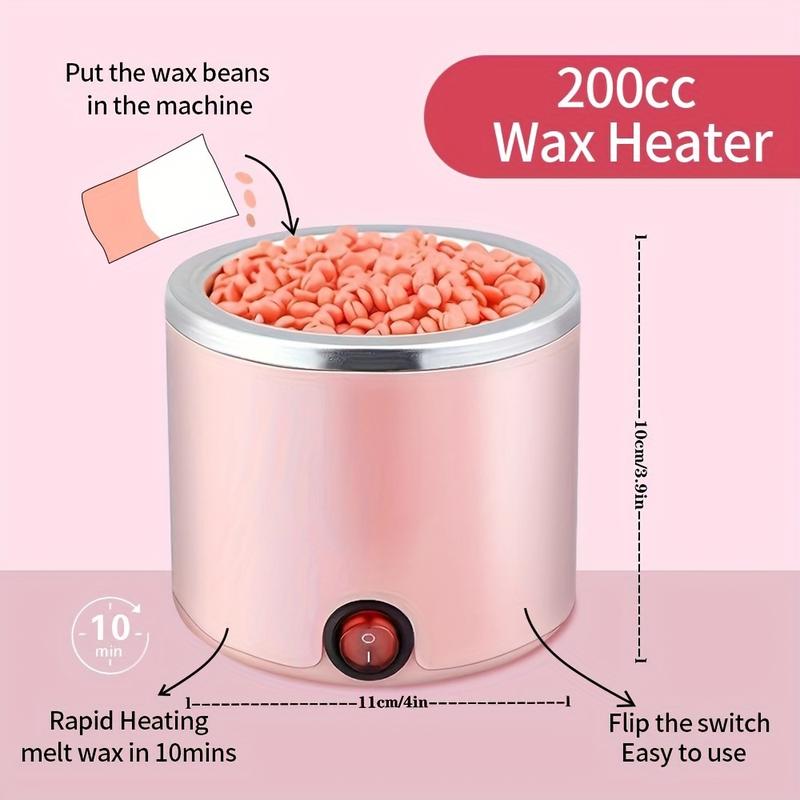 Viilife Waxing Kit - Pink Electric Wax Warmer with 10 Wax Strips for Face Armpit & Legs Hair Removal - 200ml Capacity - Grooming Needs Body Care