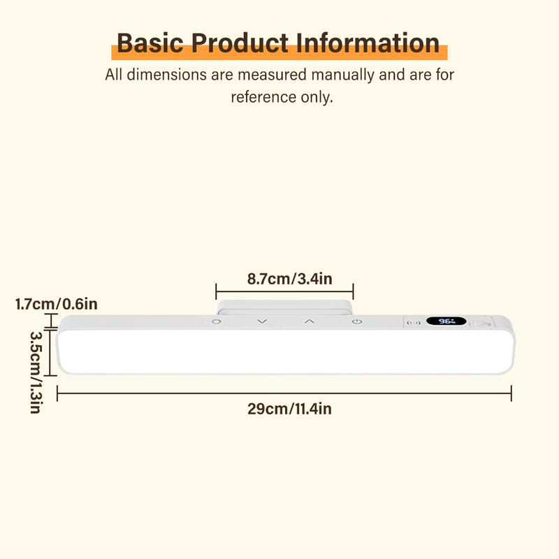 5W Rechargeable Light Bar - Touch Control 3-Color Adjustable, 120 LED Mirror Light with Magnetic Base, Battery Powered Stick-on Lamp for Cabinet, Closet, Kitchen, Bedroom, Bathroom, Wall