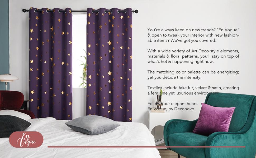 Deconovo Blackout Curtains 2 panels, Gold Star Foil Print Blackout Curtains Room Darkening Thermal Insulated Sun Blocking Grommet Curtains Deconovo Blackout Curtains 2 panels, Gold Star Foil Print Blackout Curtains Room Darkening Thermal Insulated Sun Blocking Grommet Curtains