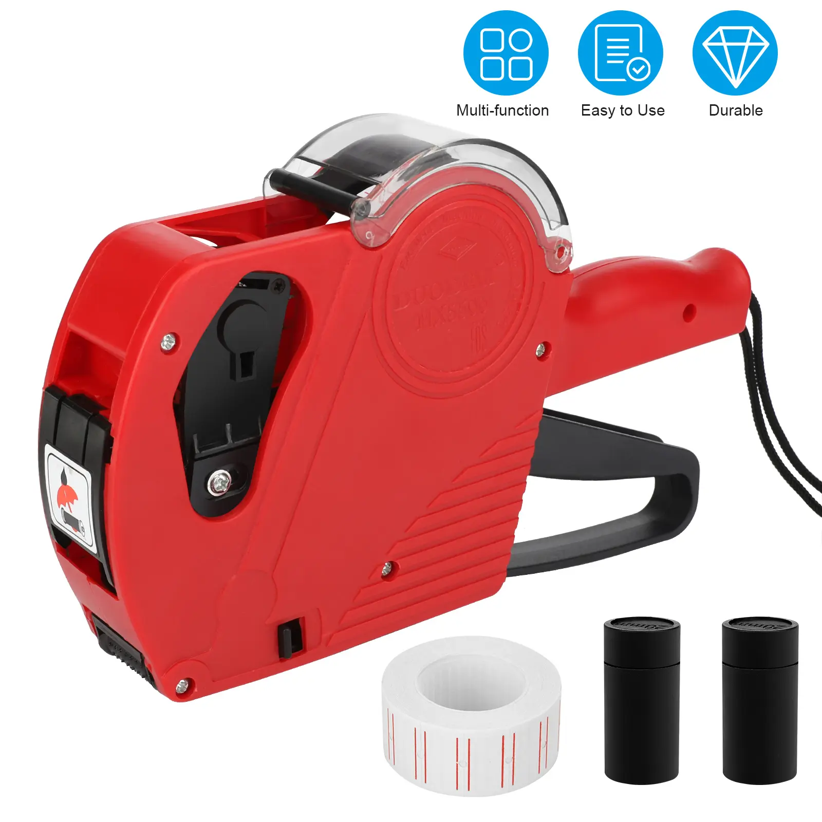 8 Digits Price Tag Gun With Labels - Single Row Label Maker Pricing Machine Kit,Include ink wheel and 300 Sticker, Handheld Tagging Tool for Office,Grocery Store,Clothes