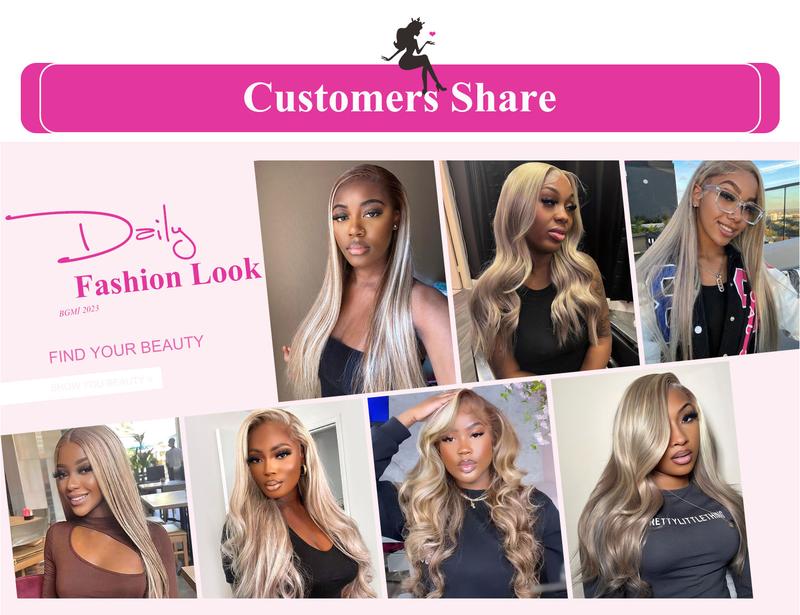 BGMgirl Hair Ash Blonde 4/613 Straight Highlight 6x4 Wear Go Wig Pre Cut Lace Closure 180% Glueless Colored Wig Summer Style TikTokShopBlackFriday