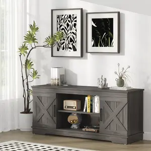 TV Stand with Sliding Barn Doors for TVs up to 65"