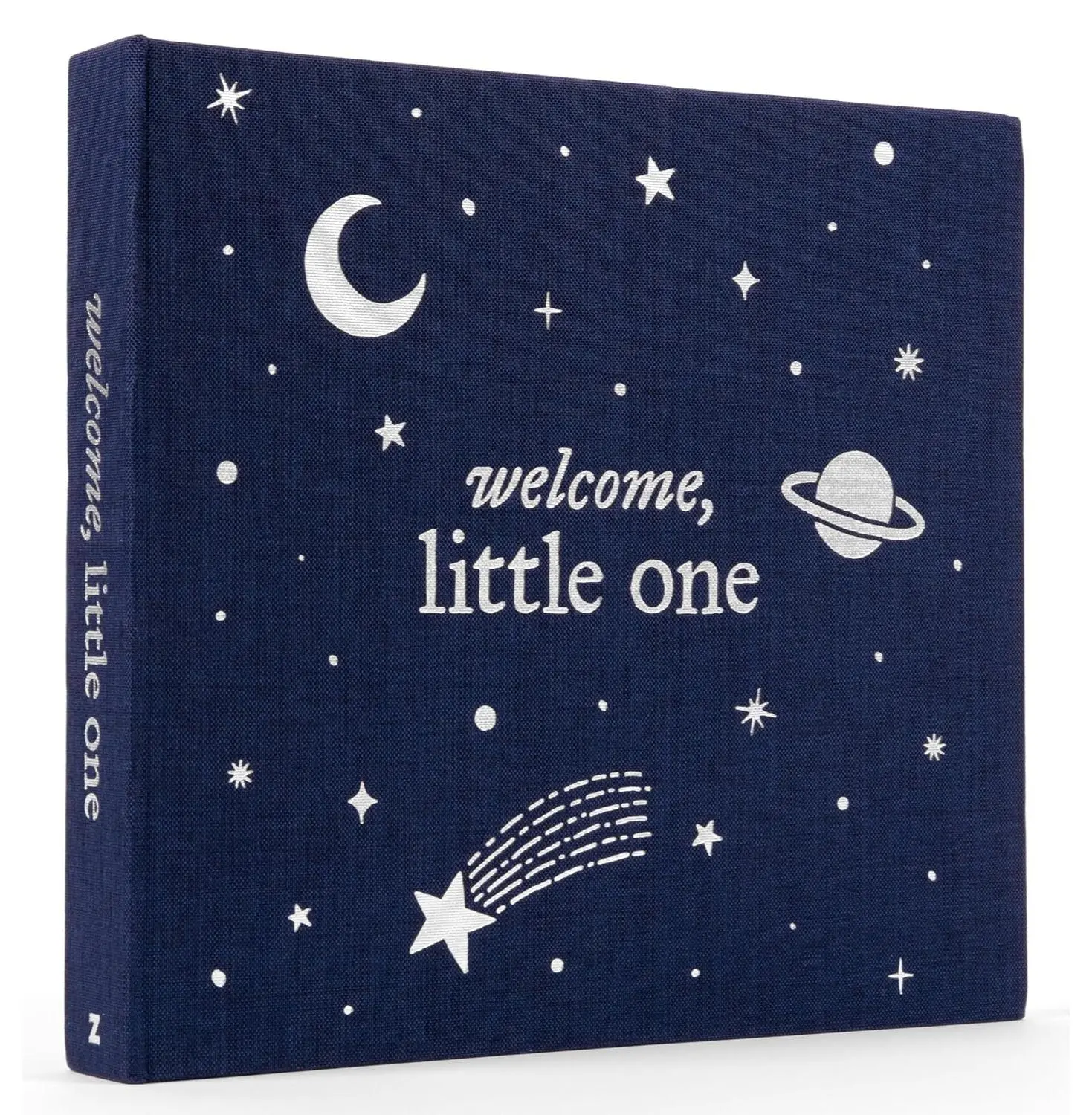 Neutral Theme Hard Cover Baby Keepsake Journal & Memory Book - English, 74 Pages, Discreet Spiral, Standard Size, Easy-to-Fill Prompts, Woven Cloth, for 1-Year First Birthday Monthly Milestones (Children's Early Learning Book)