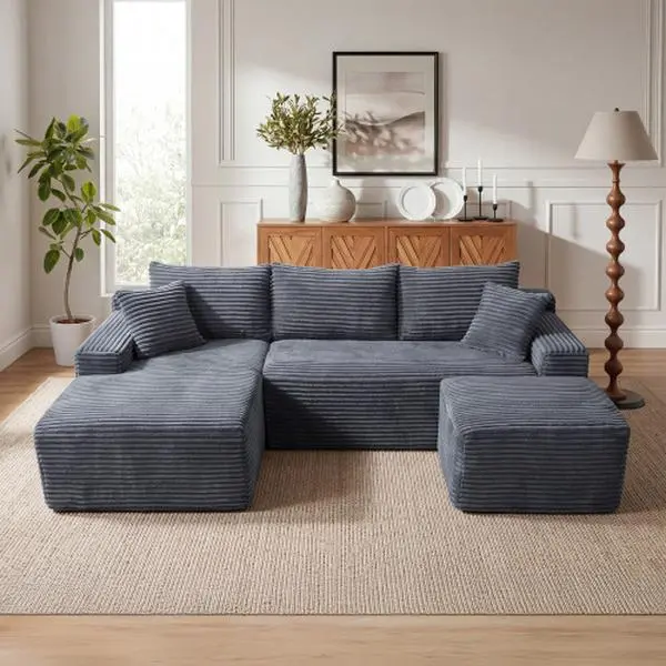 Niccae 94.5" Cloud Modular Sectional Sofa Couch with L-Shape Chaise,Modern Minimalist Upholstered Couches for Living Room Bedroom,Deep Seat Corner Couch,No Assembly Required huge,dorm essentials,home decor