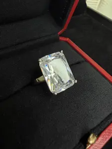 12×16mm Radiant Cut CZ Statement Ring – 925 Sterling Silver Adjustable Band