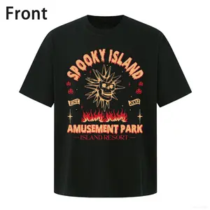 Retro Spooky Island Theme Park T Shirt Featuring 1800s Halloween and Disco Skull Designs for Nostalgic Summer and 90s Inspired Unisex Oversized Crewneck Top