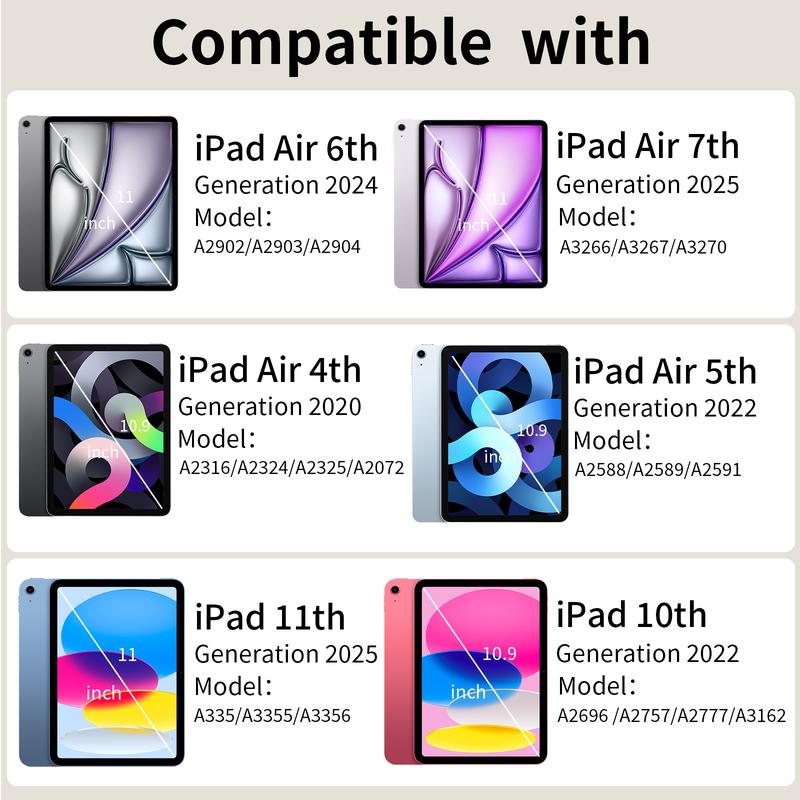 Kenke Backlit Magnetic Bluetooth Keyboard Case Foldable Multi-Angle Cover with Pencil Holder Color Options For iPad (A16)11th/10th Gen11/10.9''2025/2022,iPad Air11''M3/M2 2025/2024,Air5th/4th Gen10.9''2022/2020