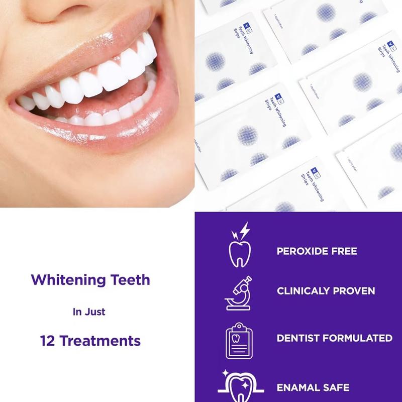 Whitening Strips, 7-day treatment (7 Packets - 2 Strips per pack)- Enamel-Safe Strips for Sensitive