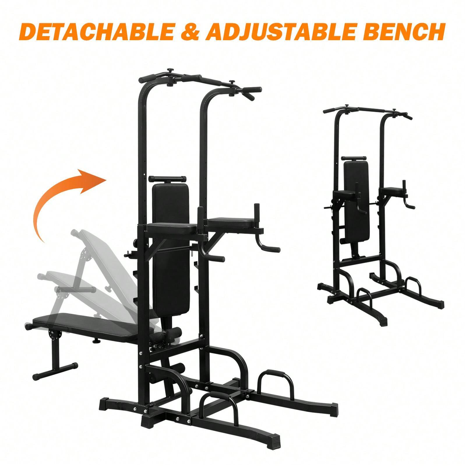 Hot selling styles  Power Tower With Bench Pull Up Bar Station Adjustable Height Dip Stand Heavy Duty Multi Function Fiess Rack Strength training