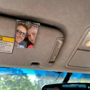 UFORU 2 PCS Vertical Car Sunshade Photo Frame Clip - Acrylic Snap Clip Universal Fit for Cars, Holds 2.36*3.54in (6*9cm) Photos, DIY Customizable Car Decor, Perfect Gift for Couples, Family, Pet Memorabilia