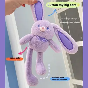 NEW HOME Pull up Rabbit Plush Toys, Interactive Easterbunny Stuffed Animal with Switchable Ears & Legs, Pull up Rabbit Pendant, Handmade Soft Bunny Keychain for Bags and Keys