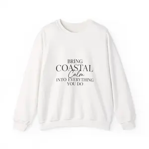 Coastal Calm Surf-Badge Sweatshirt | Vintage-Washed Coastal Relaxed Fit | Unisex Heavy Blend™ Crewneck Sweatshirt