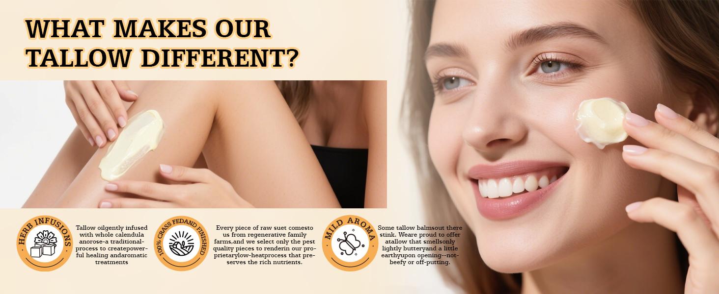 Whipped Organic Grass-Fed Beef Tallow Honey Balm – Handmade Moisturizer with Shea, Calendula & Jojoba for Soft, Healthy Skin