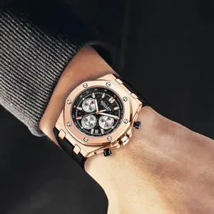 [SOLLEN] Fashion Luxury Men's Large Dial Date Multi-Function Quartz Sports Chronograph Watch, Water-Resistant Silicone Strap Design, Ideal Gift for Christmas, Birthdays, Boyfriend, Husband, Valentine's Day, Father's Day, and Weddings.712