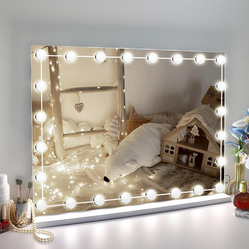 LED Vanity Lights For Mirror, Consciot Hollywood Style With 12 Dimmable Bulbs, Adjustable Color & Brightness, USB Cable, Stick on for Makeup Table Dressing Room Mirror