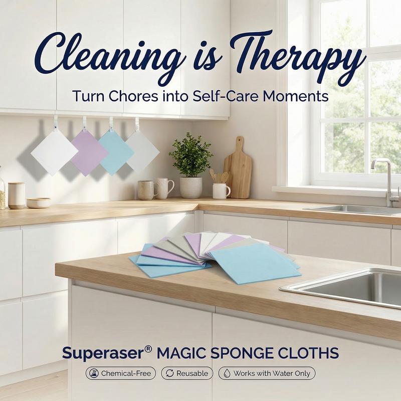 Superaser Magic Cleaning Sponge Cloth All Purpose for Home Cleaning Chemical Free Magic Sponge Water Only Cleaning for Kitchen Shoes Wall